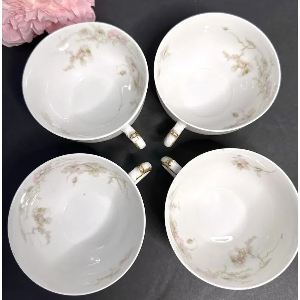 Charles Field Haviland Limoges France Pink Poppies Schleiger 377 Teacup & Saucer